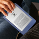 The new entry-level Amazon Kindle in denim, or blue.